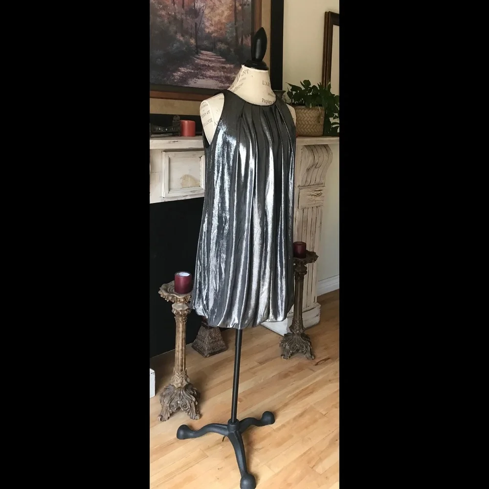 A.B.S. Collection Liquid Silver Prom Cocktail Dress - Picture 3 of 6